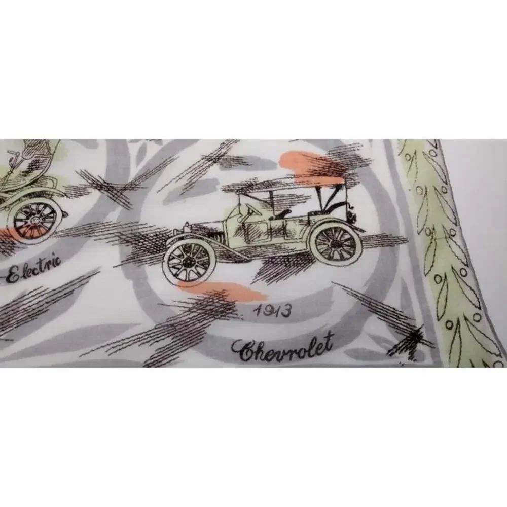 Men's 1940s Buick Handkerchief Scarf Jadeite Antique Automobile Fine Thin Cotton